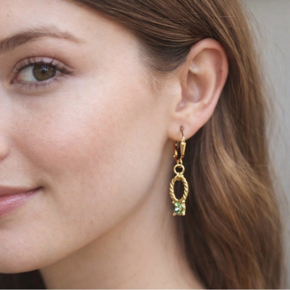 Gold Filled and Green Earrings